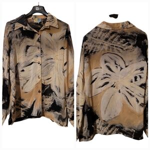 Vtg Sea Sun Seasun Women's Floral Abstract Blouse Size Large